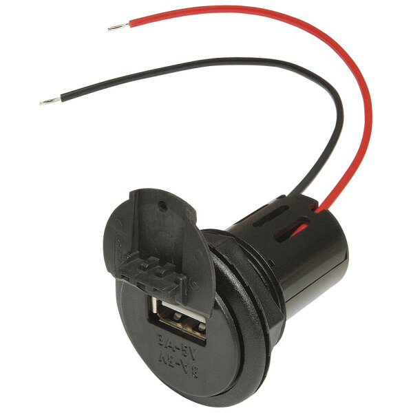PRO CAR Einbausteckdose Power USB Pro Car EV  mit Gewindehülse und Deckel 12 - 24 V